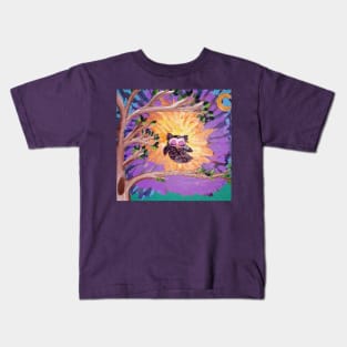 Tie Dye Sunrise Owl Kids T-Shirt